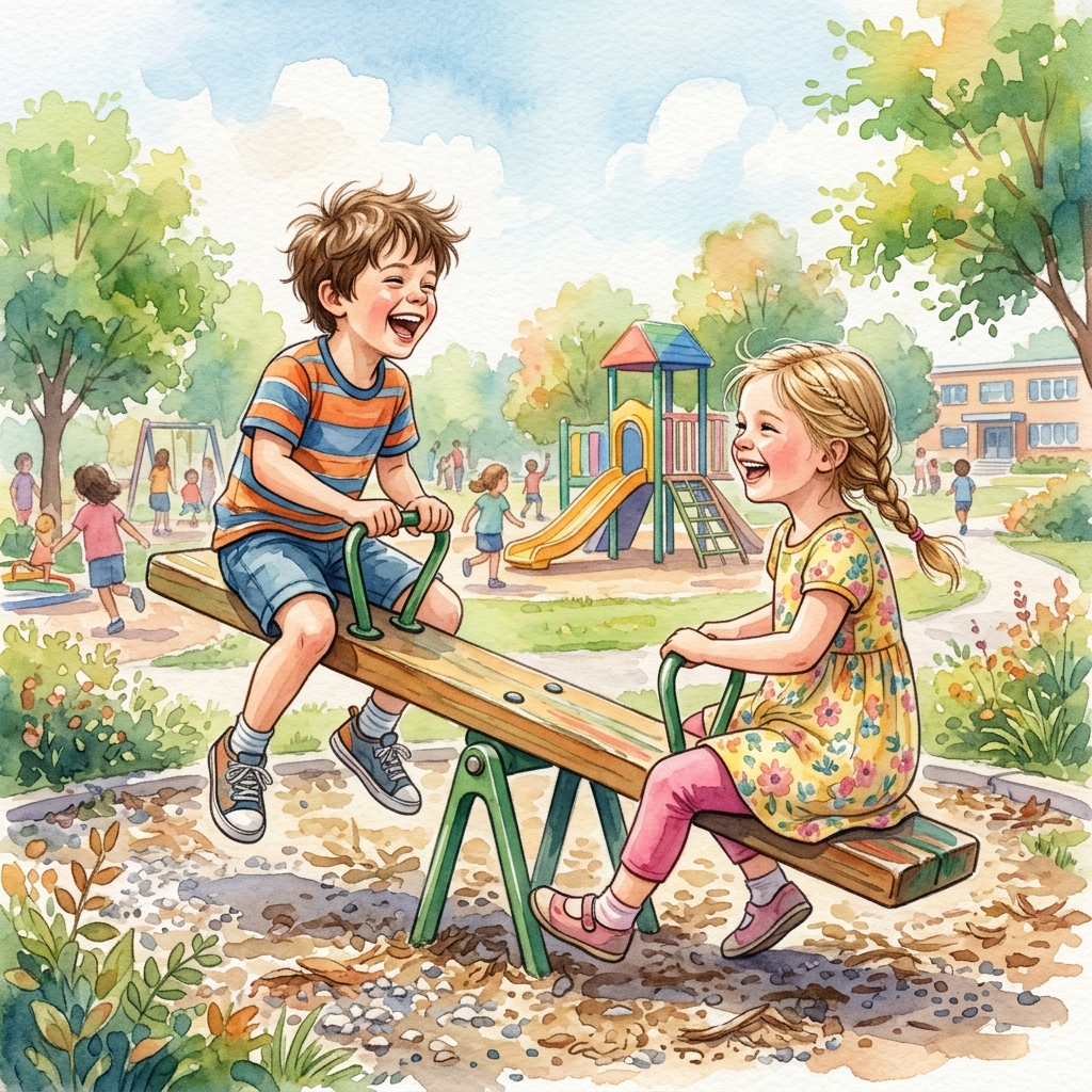 Niños jugando felices